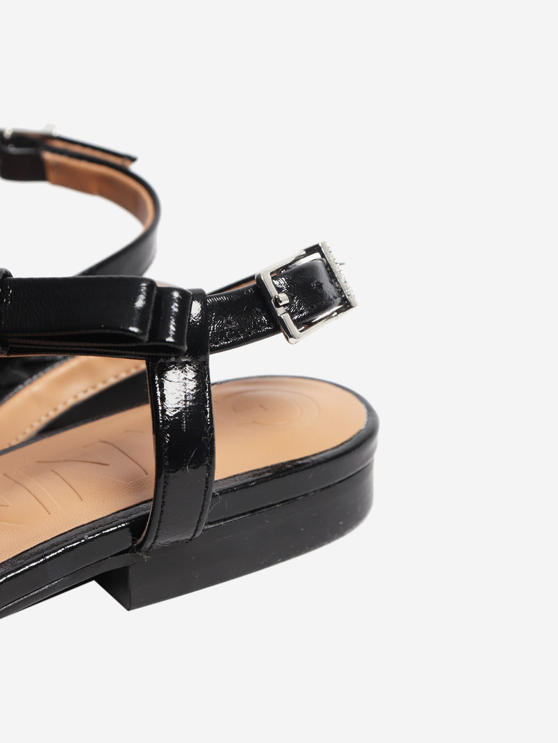 Black bow-detail slingback flats - size EU 37