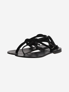 Bottega Egnazia Black velvet T Sandals - size EU 38