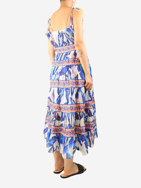 Blue floral tiered midi dress - size S alternate image