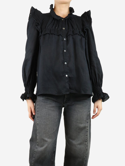 Black ruffled linen blouse - size UK 12 Tops Isabel Marant Etoile 