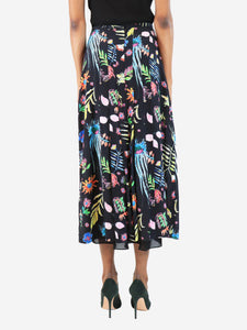 Rixo Black floral pleated midi skirt - size S