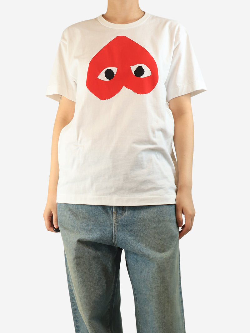 White heart graphic t-shirt - size L Tops Comme Des Garçons PLAY 