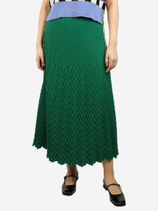 Maje Green A-line pleated midi skirt - size UK 8