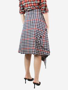 JW Anderson Blue and beige asymmetric checkered skirt - size UK 10