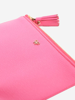 Bright pink leather zipped pouch Clutch bags Anya Hindmarch 