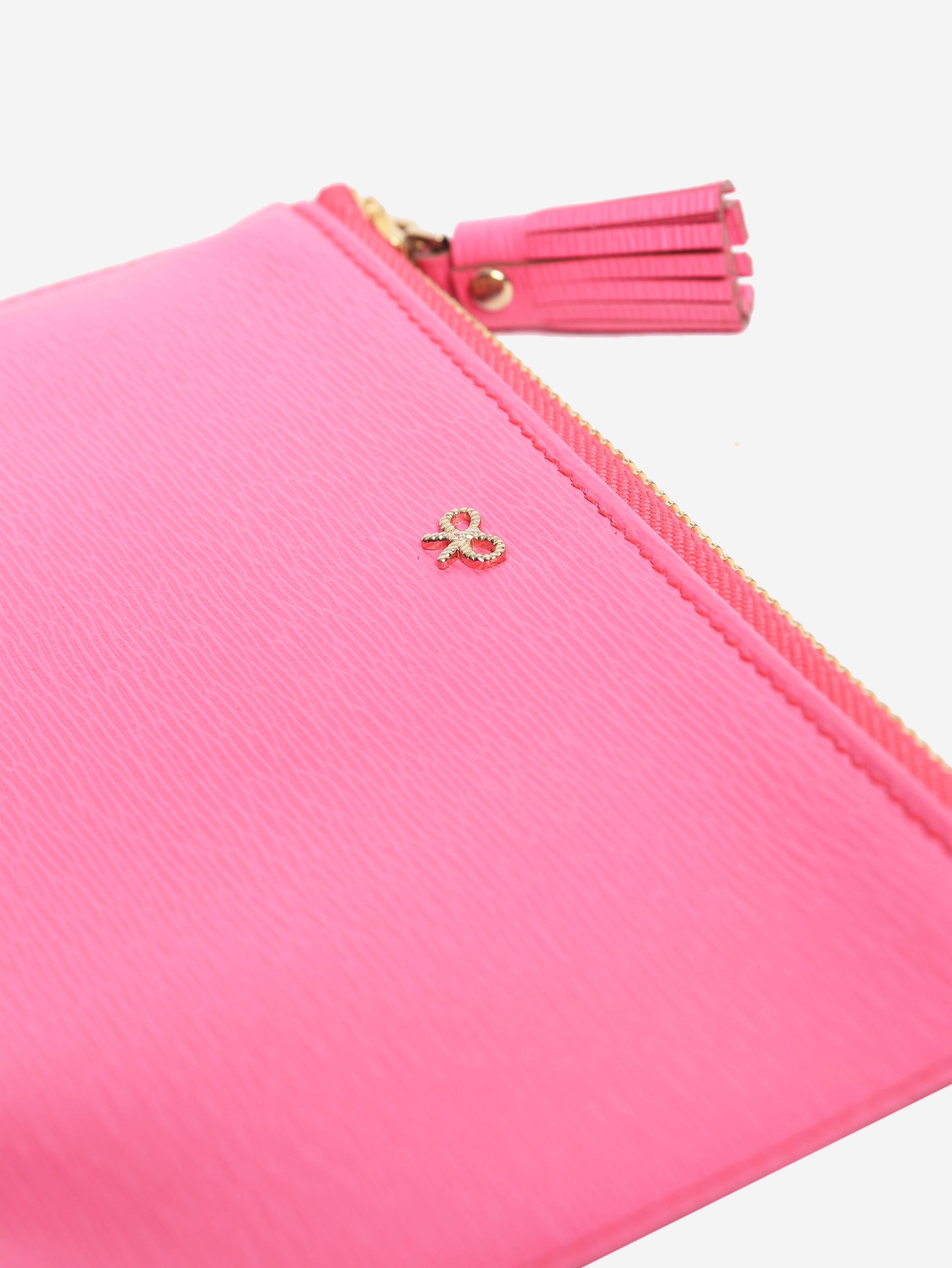 Bright pink leather zipped pouch Clutch bags Anya Hindmarch 