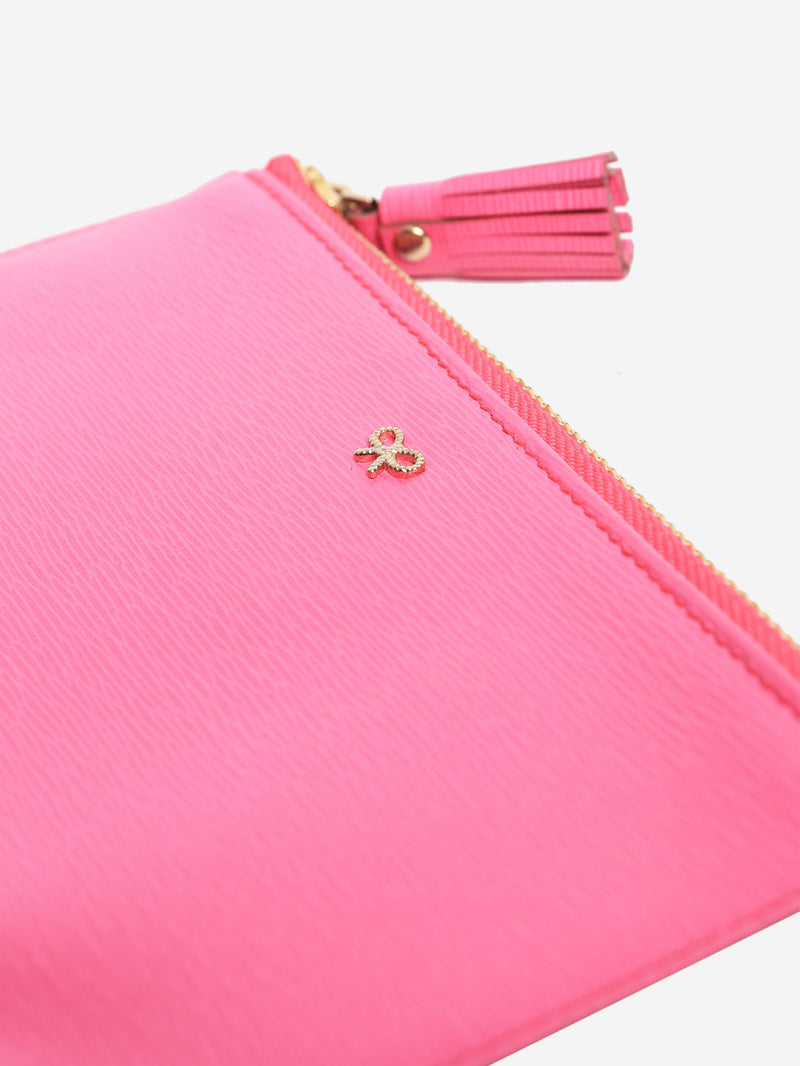 Bright pink leather zipped pouch Clutch bags Anya Hindmarch 
