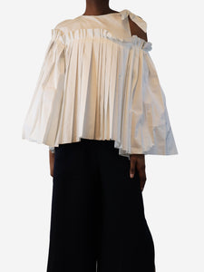Eudon Choi White pleated top with side neck-tie - size UK 6