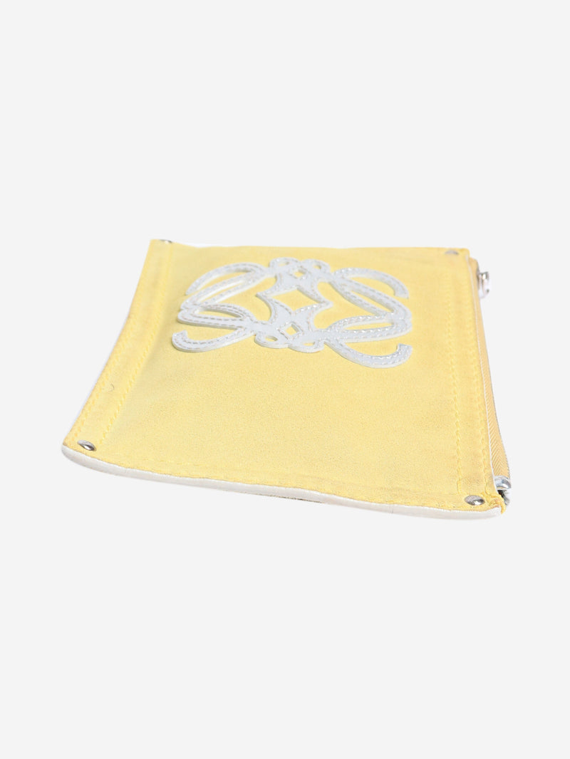 suede Anagram pouch