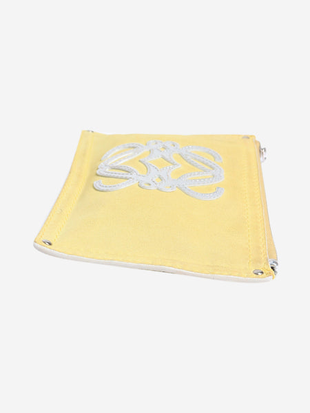 Yellow suede Anagram pouch product image
