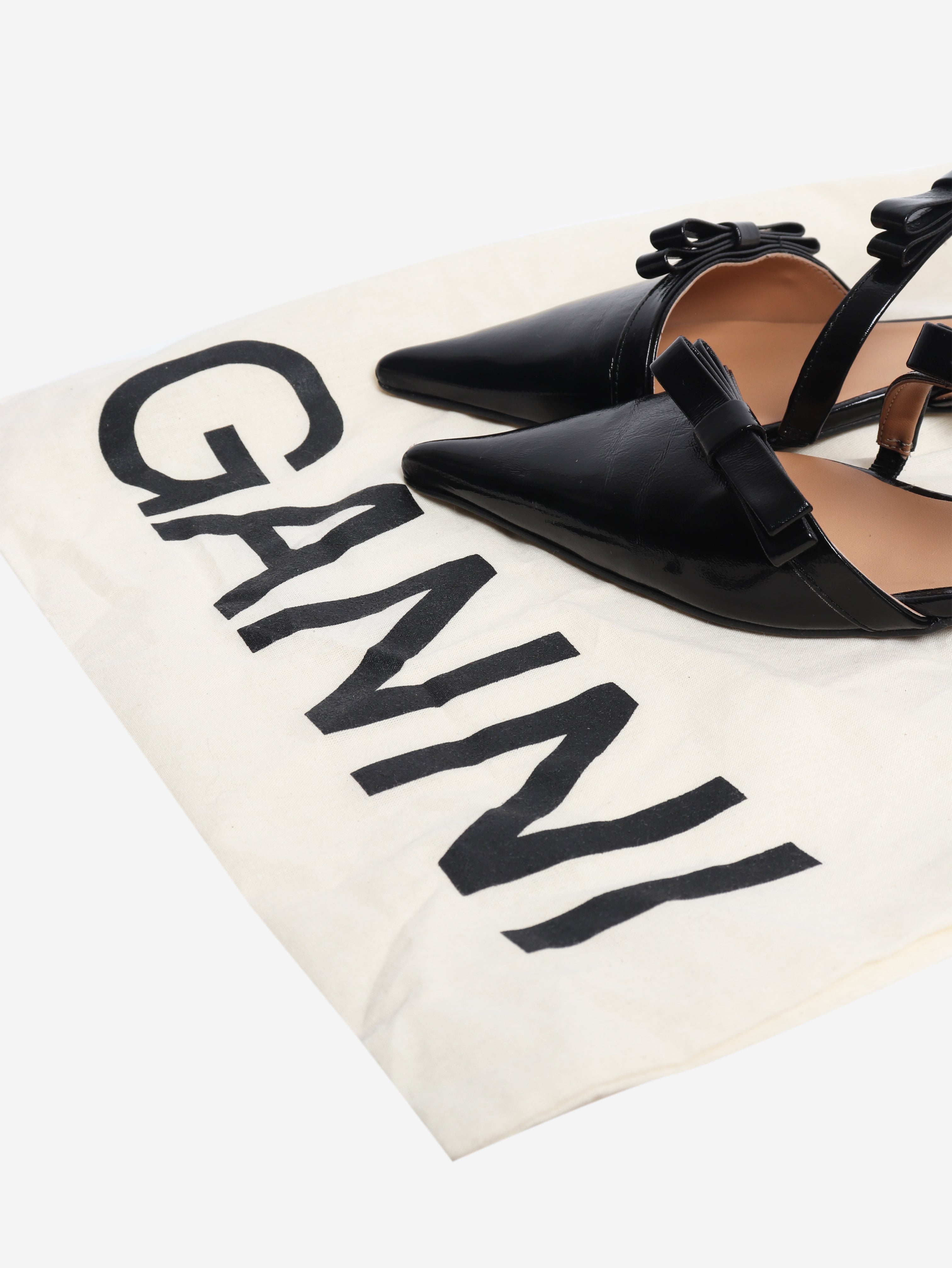 Black bow-detail slingback flats - size EU 37