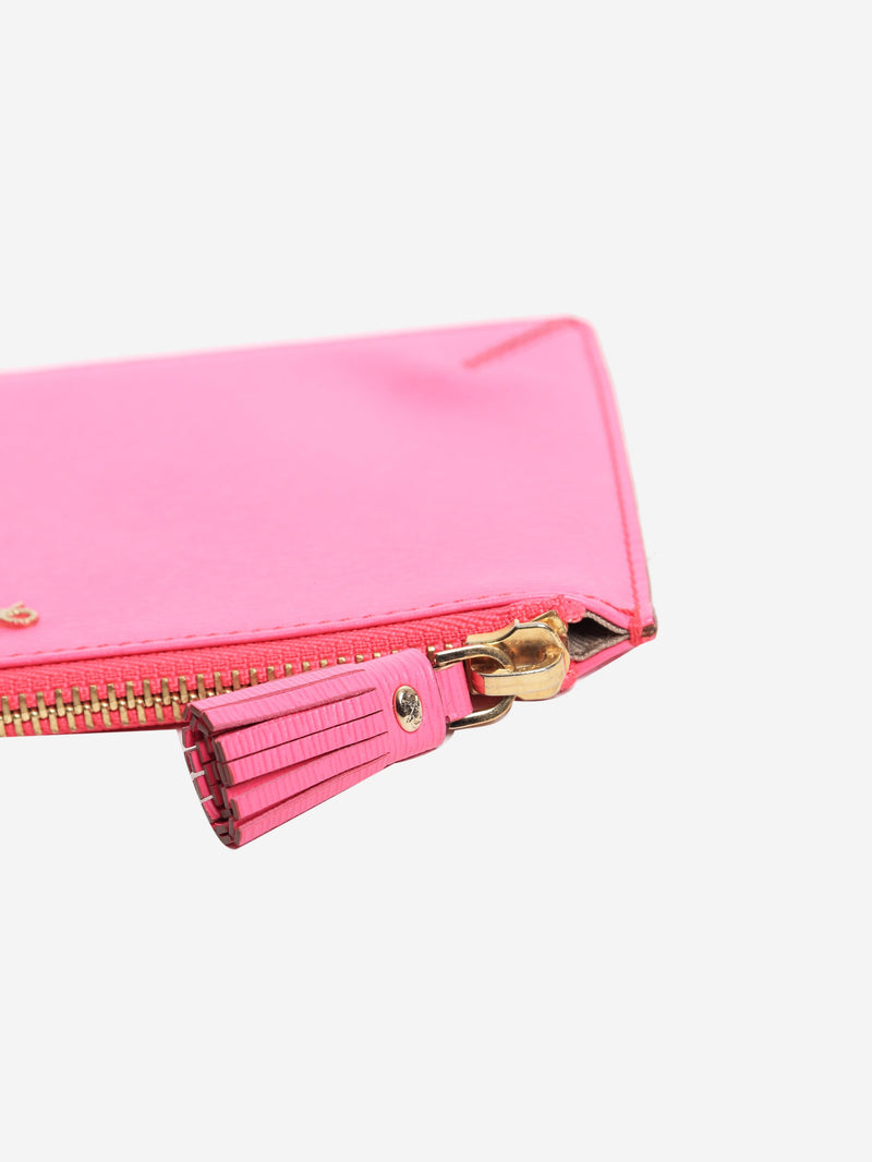 Bright pink leather zipped pouch Clutch bags Anya Hindmarch 