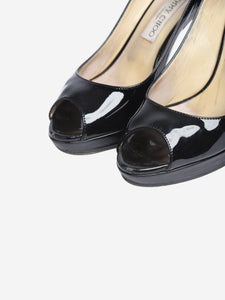 Jimmy Choo Black patent peep-toe pumps - size EU 38 (UK 5)