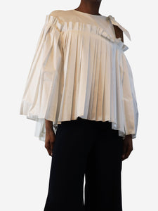 Eudon Choi White pleated top with side neck-tie - size UK 6
