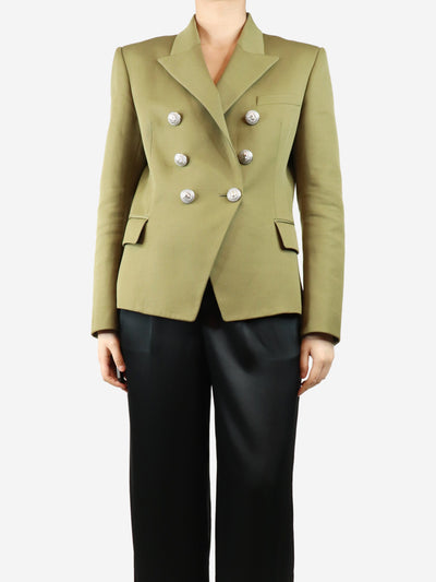 Khaki green double-breasted jacket - size UK 16 Coats & Jackets Balmain 