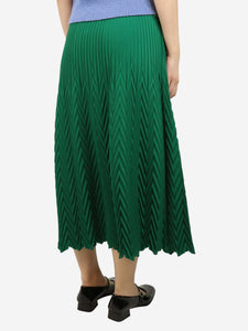 Maje Green A-line pleated midi skirt - size UK 8