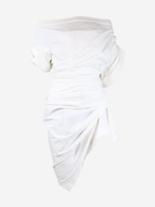 Alexander Wang White draped asymmetric mini dress - size UK 6