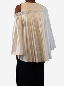 Eudon Choi White pleated top with side neck-tie - size UK 6