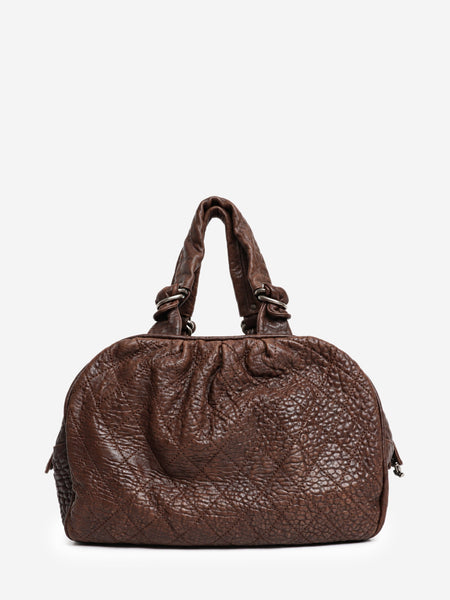 Brown quilted leather bowler bag product image