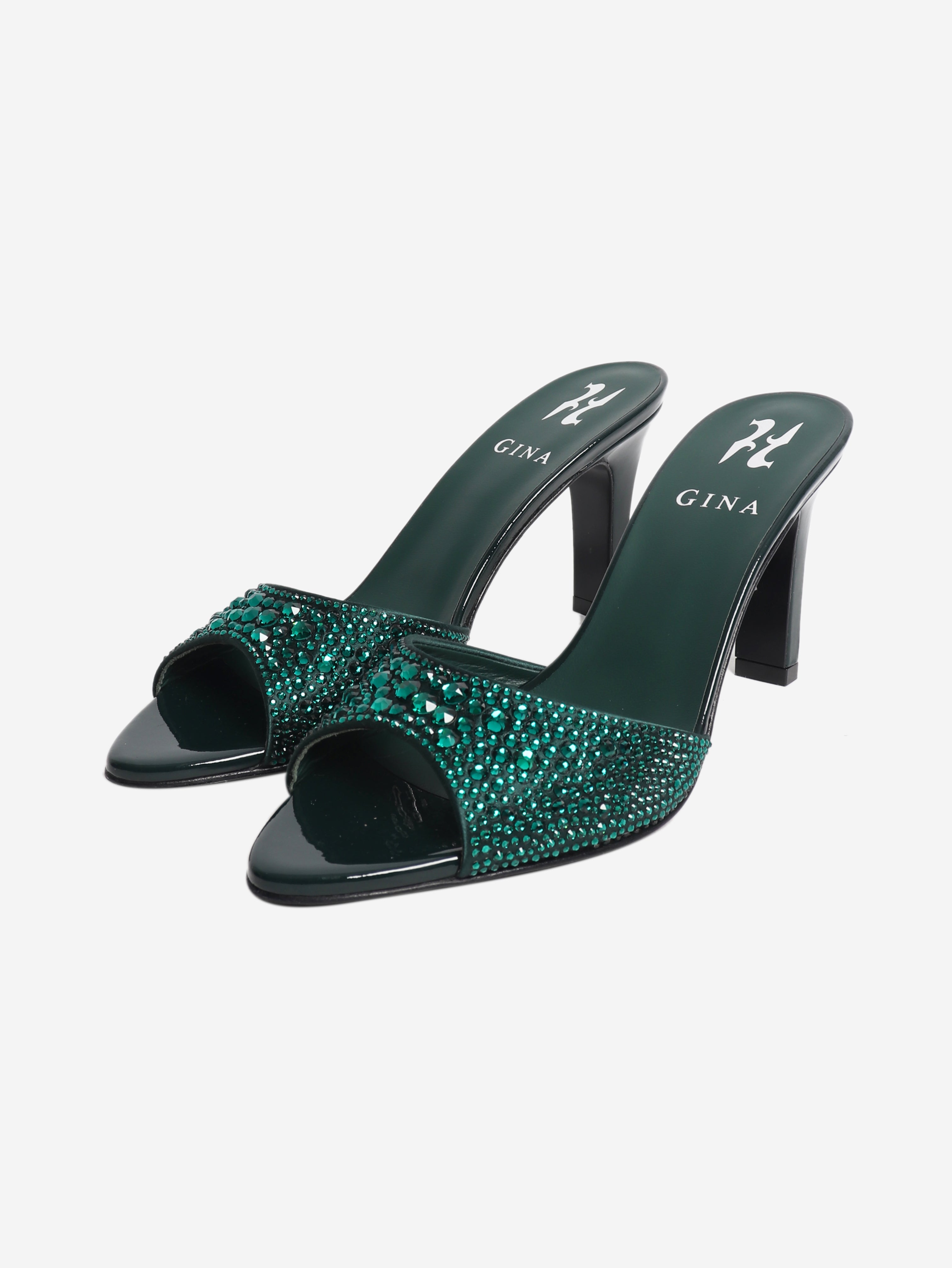 Dark green bejewelled sandals - size EU 37