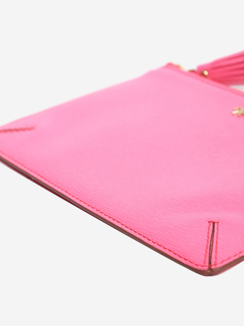 Bright pink leather zipped pouch Clutch bags Anya Hindmarch 