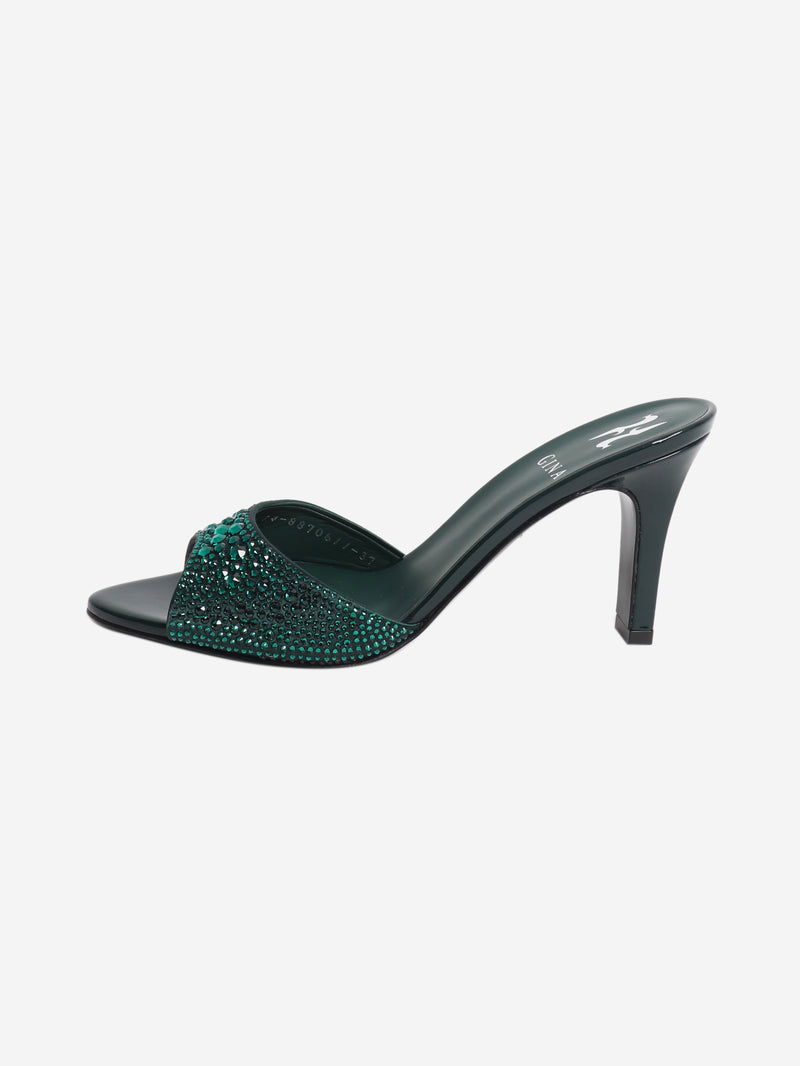Dark green bejewelled sandals - size EU 37