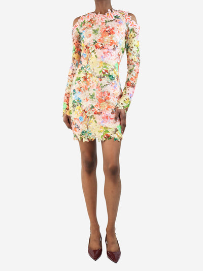 Multi lace floral midi dress - size UK 10 Dresses Mikhael Kale 
