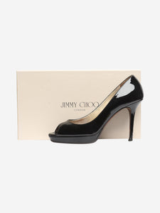 Jimmy Choo Black patent peep-toe pumps - size EU 38 (UK 5)