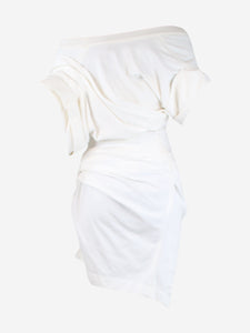 Alexander Wang White draped asymmetric mini dress - size UK 6