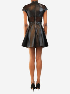 Black leather net dress - size S