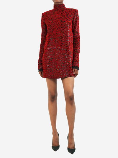 Red sequin velvet mini dress- size UK 8 Dresses Philosophy 