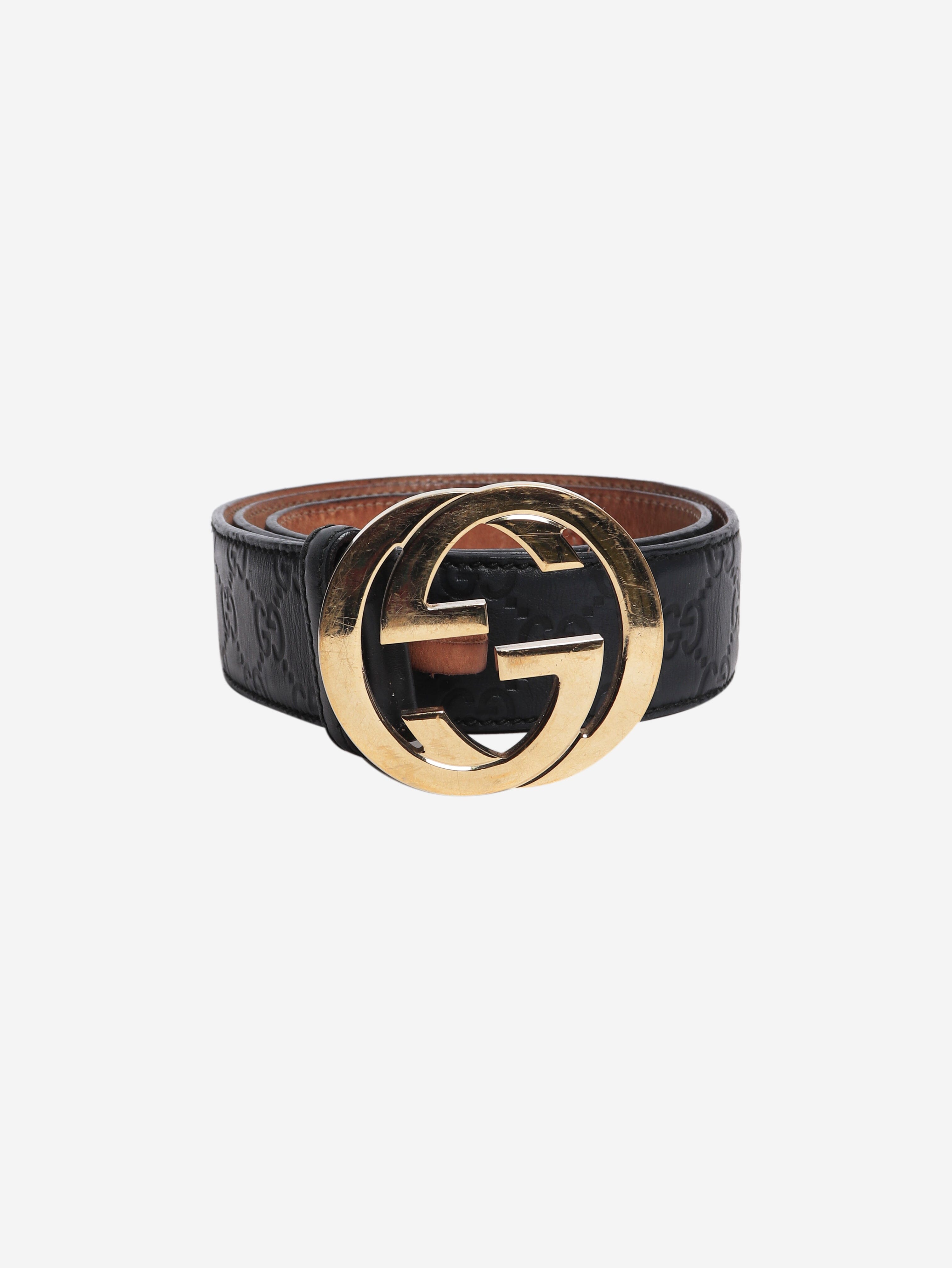 Black Interlocking G buckle belt Belts Gucci 