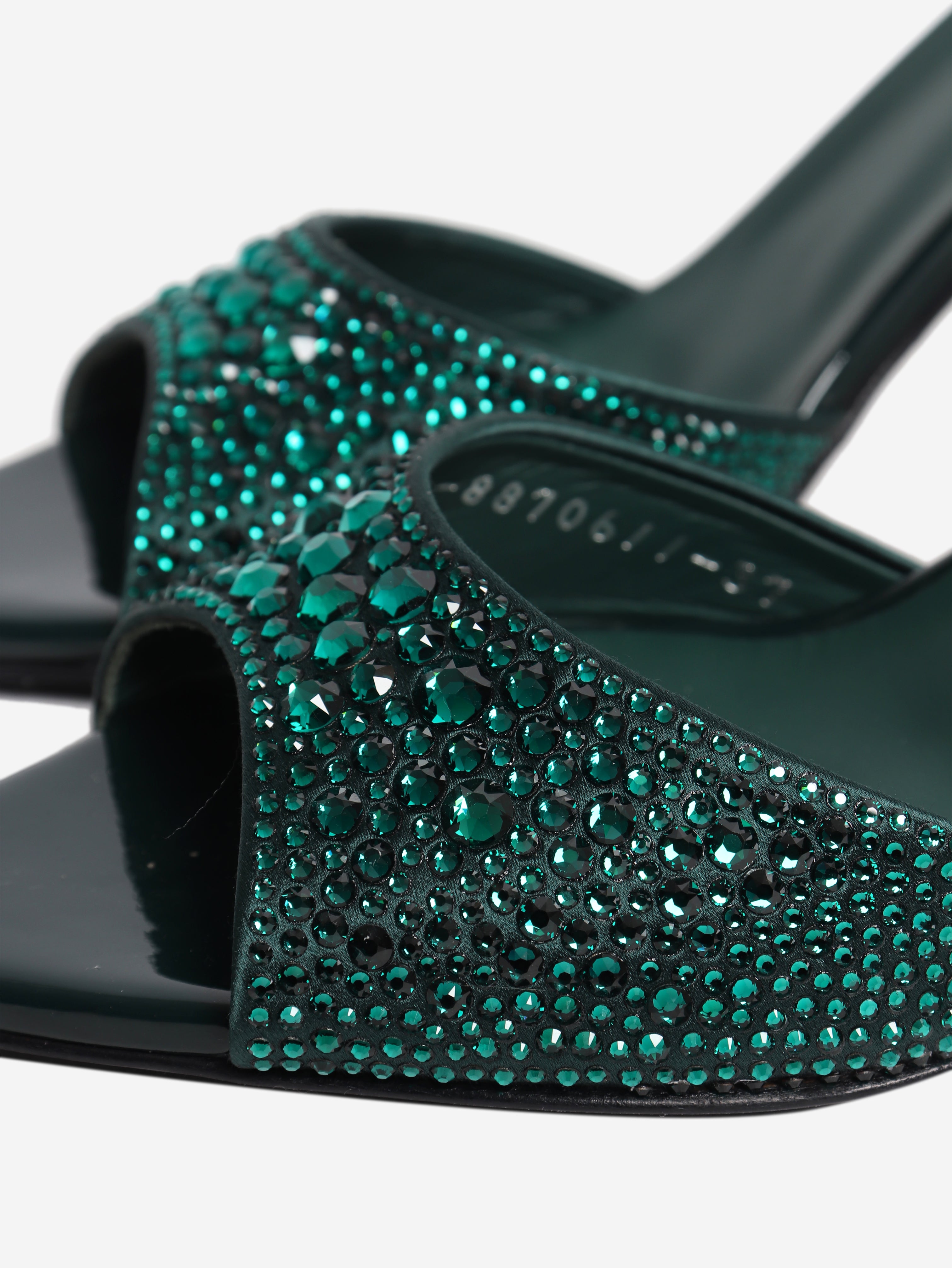 Dark green bejewelled sandals - size EU 37