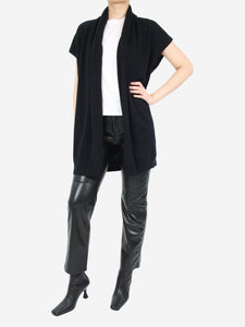 Rae Black open-front sleeveless cashmere cardigan - size UK 8