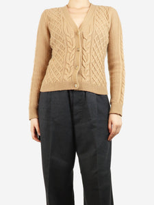 Max Mara Neutral wool and cashmere-blend cardigan - size S