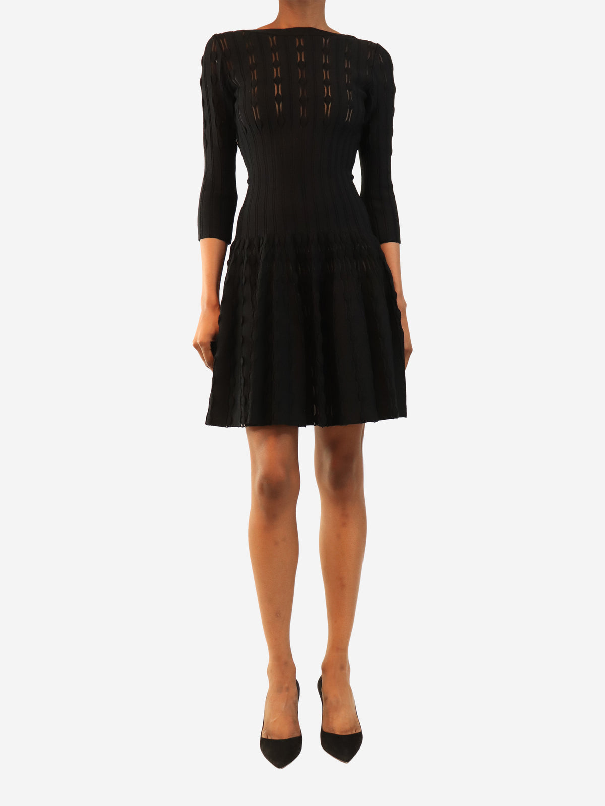 Black skater mini dress - size UK 4