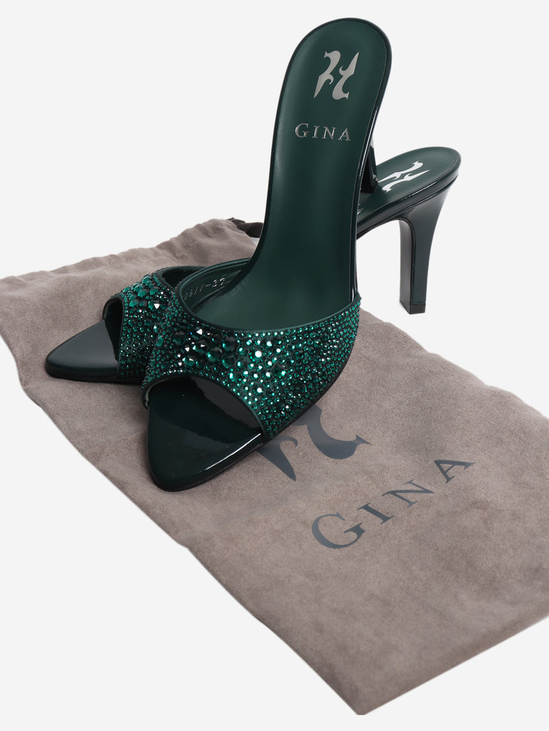 Dark green bejewelled sandals - size EU 37