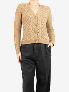 Max Mara Neutral wool and cashmere-blend cardigan - size S