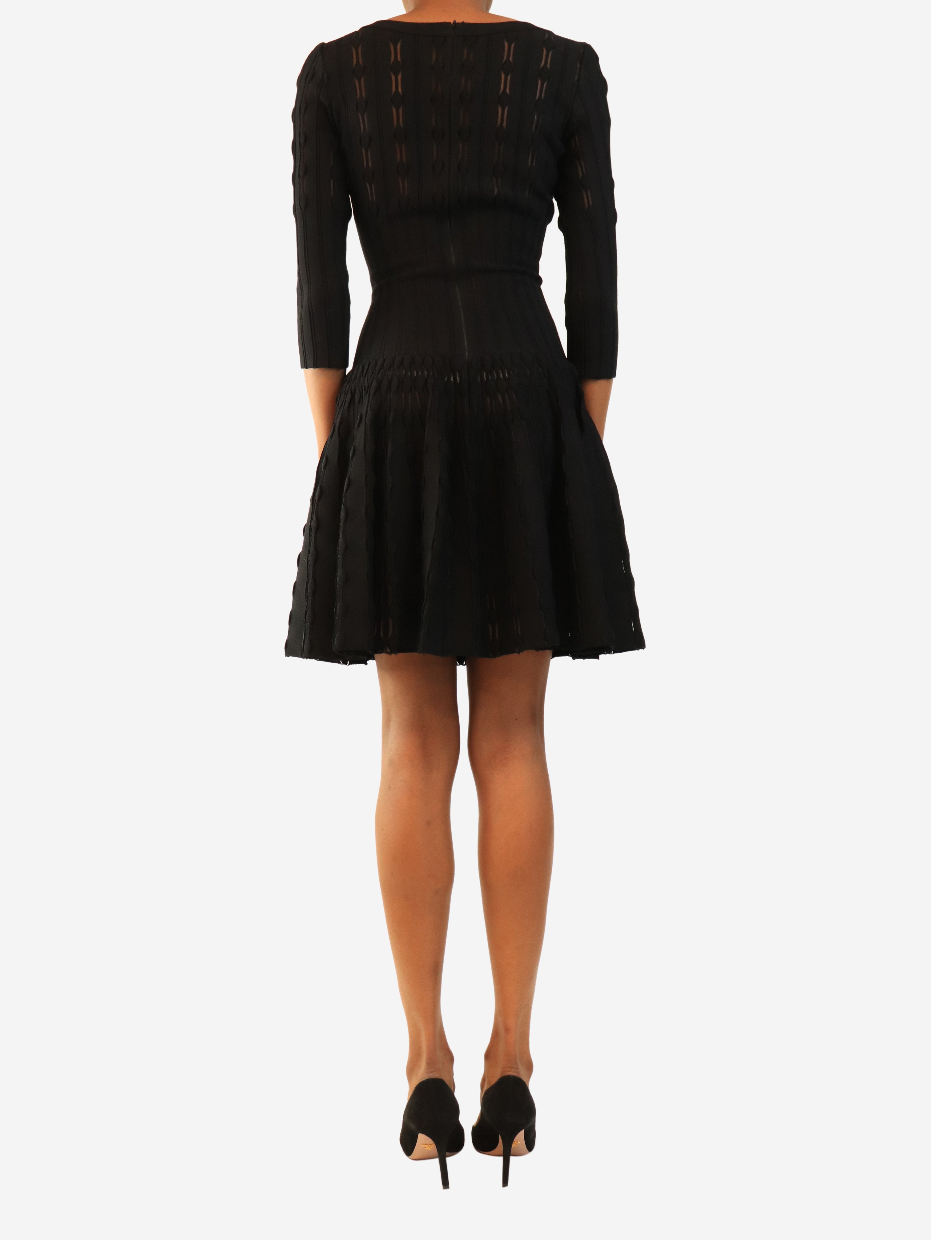 Black skater mini dress - size UK 4