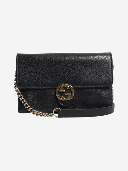 Black Interlocking G chain wallet product image
