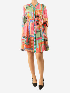 Multicolour silk printed mini dress - size UK 10 Dresses Saloni 
