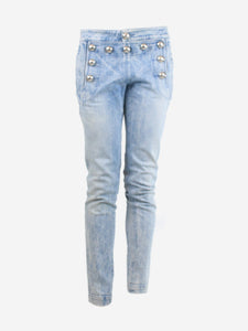 Gucci Blue flap-front slim-leg jeans - size UK 6