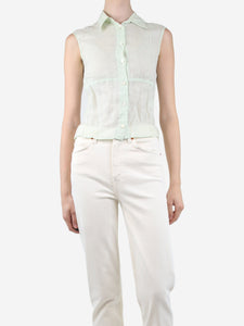 Chanel Pale green sleeveless linen top - size UK 6