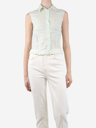 Pale green sleeveless linen top - size UK 6 Tops Chanel 