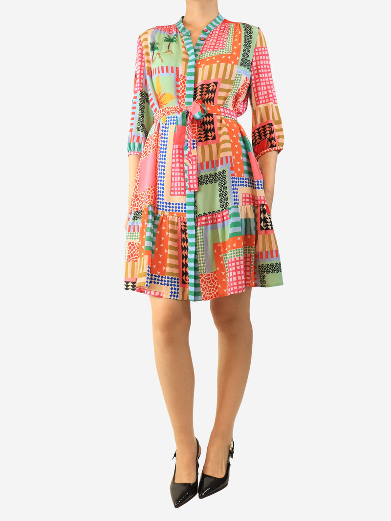 Multicolour silk printed mini dress - size UK 10 Dresses Saloni 