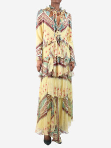 Etro Yellow chiffon tiered maxi dress - size UK 6