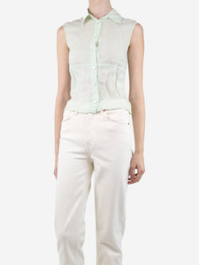 Chanel Pale green sleeveless linen top - size UK 6