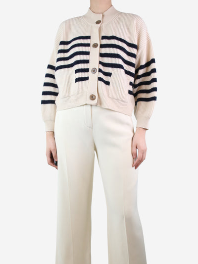 Cream striped pocket cardigan - size S/M