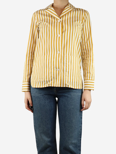 Mustard and white striped pocket shirt - size UK 8 Tops Max Mara Leisure 