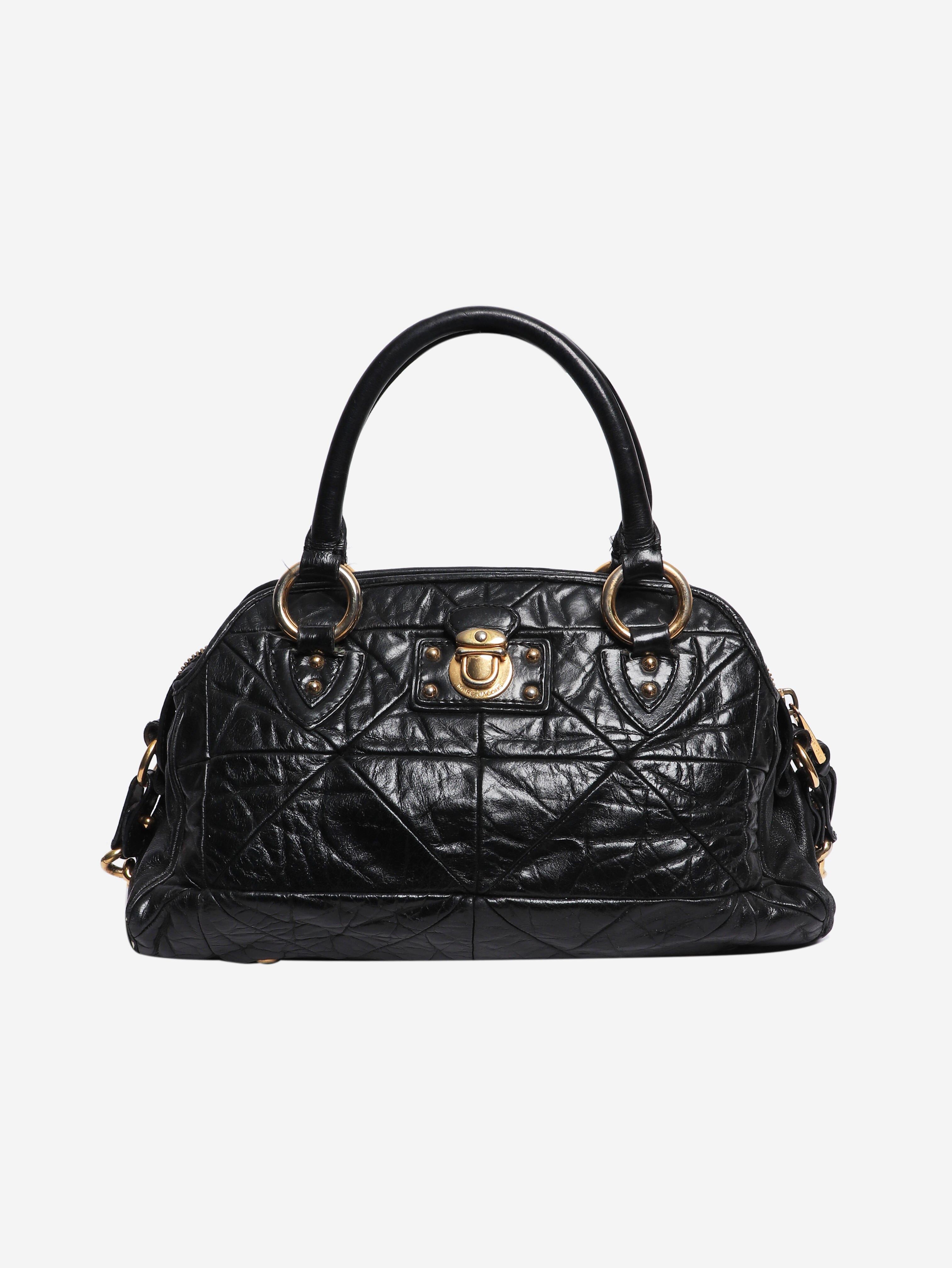 Black crinkled leather 2 way bag Top Handle Bags Marc Jacob 